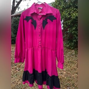 Western Collection Size:XL Pink and black square dancing cowgirl dress